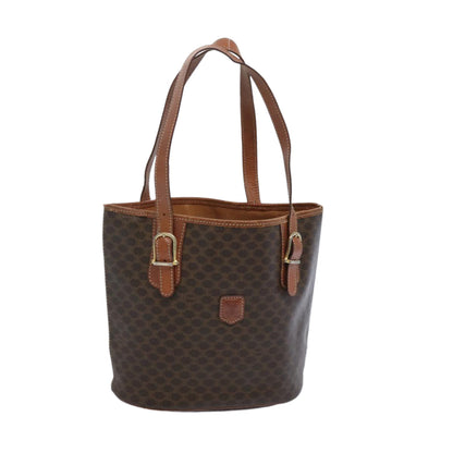 Luxury CELINE Macadam Canvas Shoulder Bag PVC Leather Brown 66029