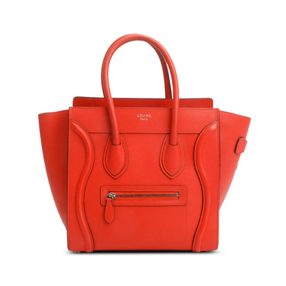 Celine Orange Calfskin Leather Micro Luggage Tote