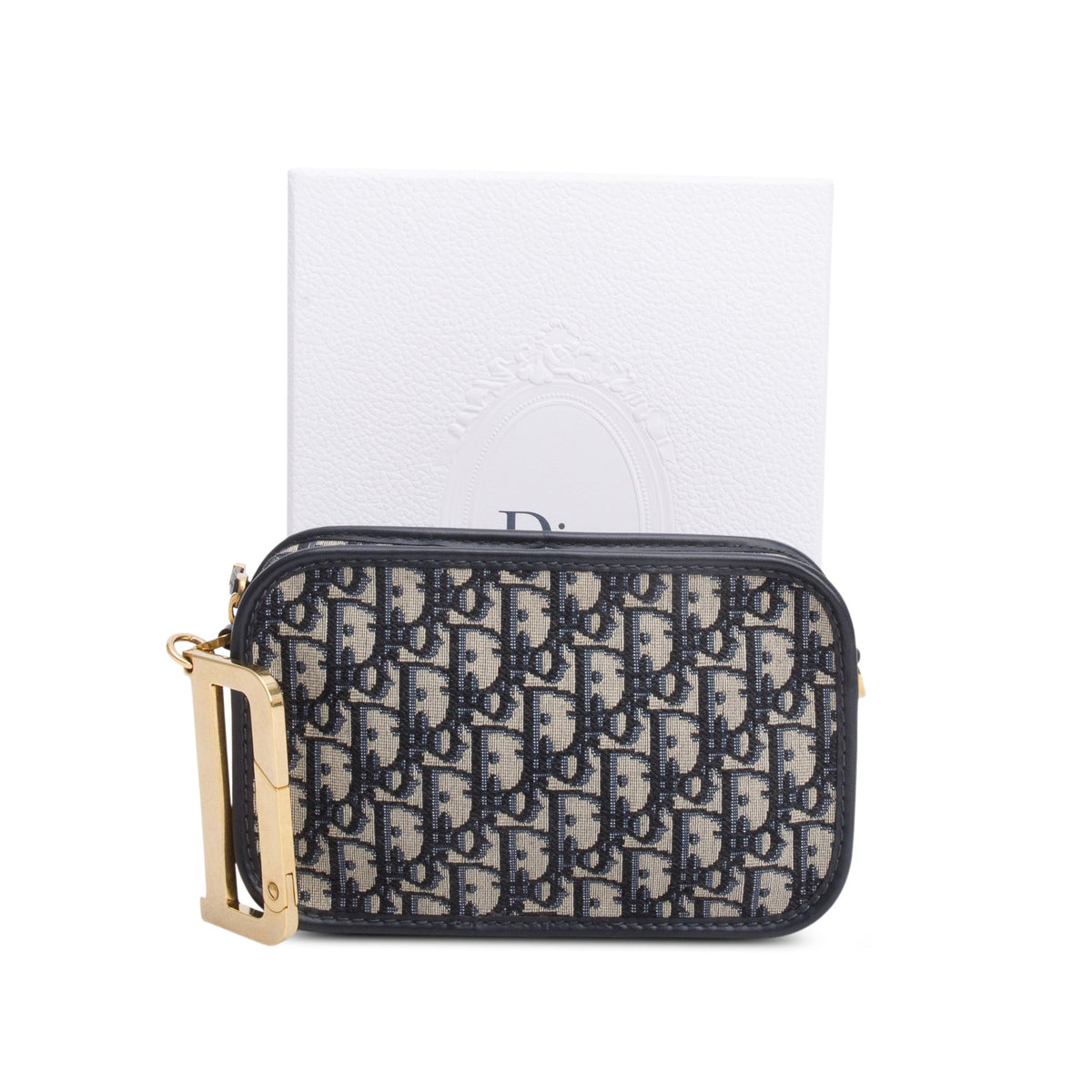Christian Dior Navy Oblique Diorquake Clutch Rovelle Bags