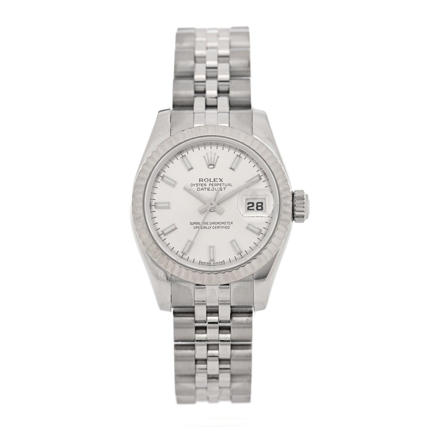 Stainless Steel 18K White Gold 26mm Oyster Perpetual Datejust Watch Silver 179174