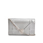 Christian Dior Silver Metallic Patent Calfskin Micro-Cannage Diorama Wallet on Chain Rovelle Bags