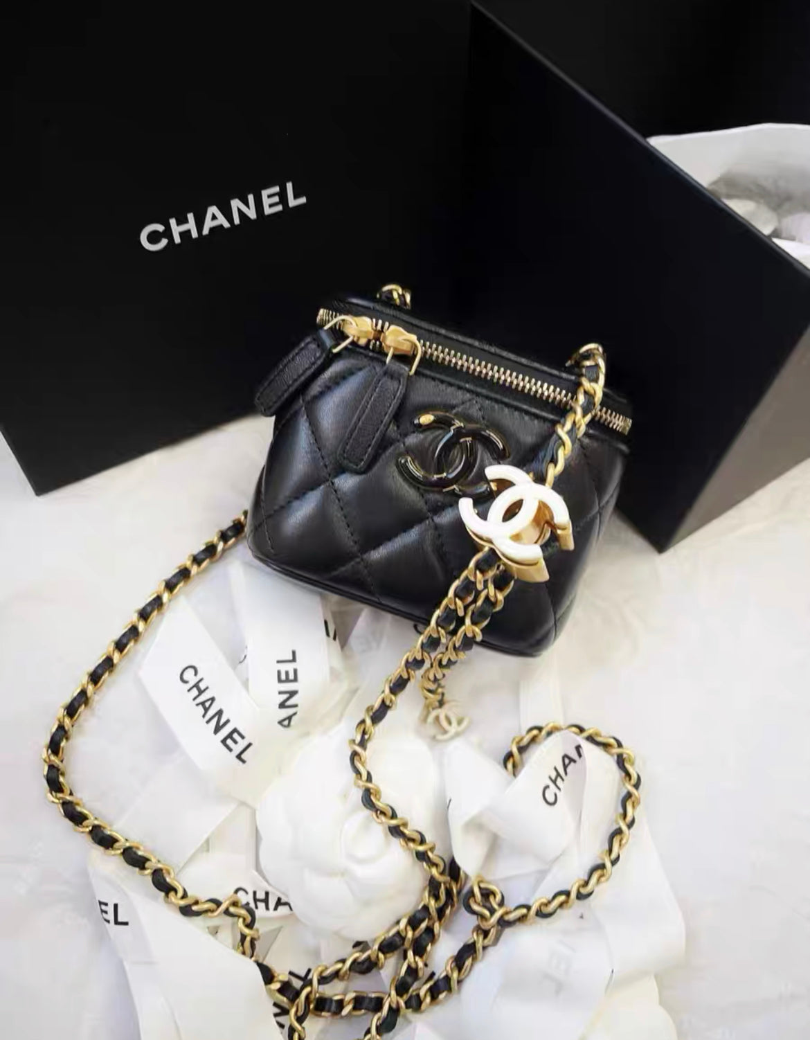 Chanel 24A Black Clutch With Chain Rovelle Bags