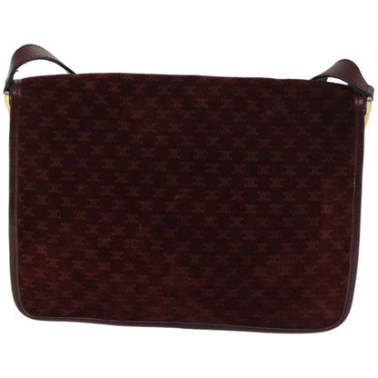 Luxury CELINE Macadam Canvas Shoulder Bag Bordeaux 66661