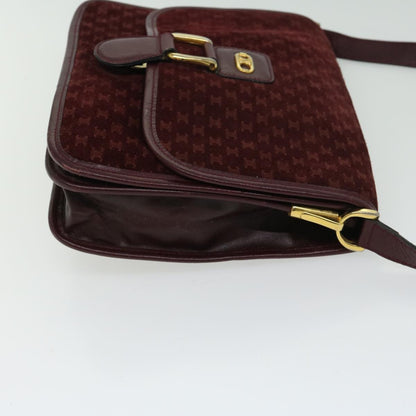 Luxury CELINE Macadam Canvas Shoulder Bag Bordeaux 66661