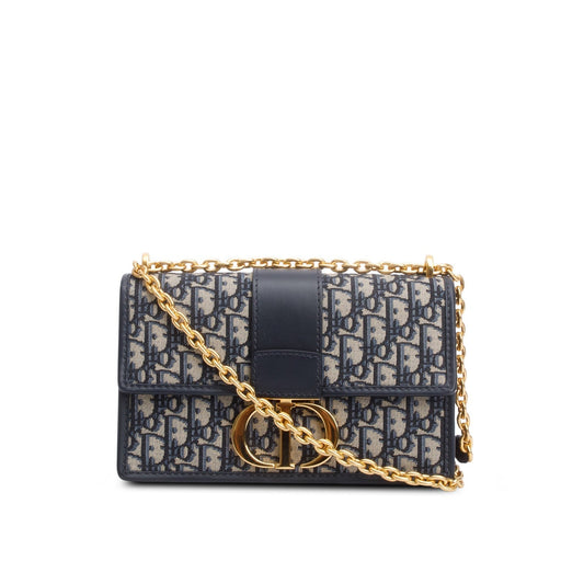 Christian Dior 2021 Blue Oblique 30 Montaigne Chain Flap Bag Rovelle Bags