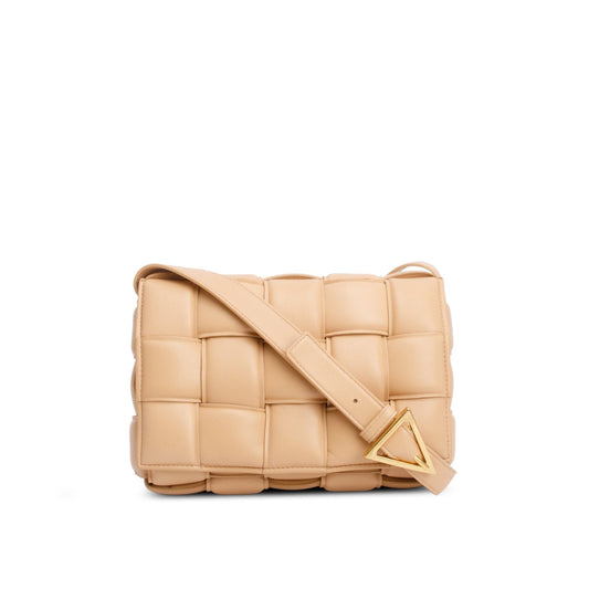 Bottega Veneta Beige Nappa Maxi Intreccio Padded Cassette Crossbody Bag