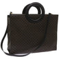 Luxury CELINE Macadam Canvas Hand Bag PVC 2way Black 66733