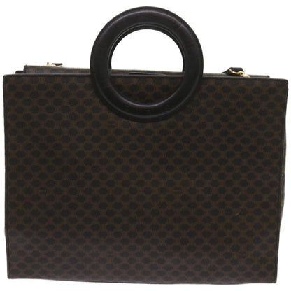 Luxury CELINE Macadam Canvas Hand Bag PVC 2way Black 66733