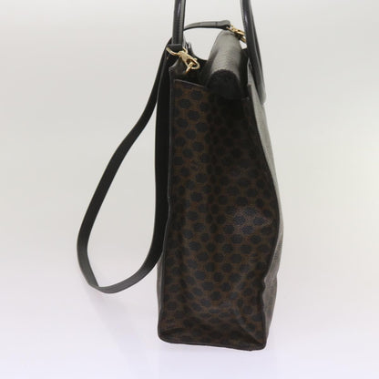 Luxury CELINE Macadam Canvas Hand Bag PVC 2way Black 66733
