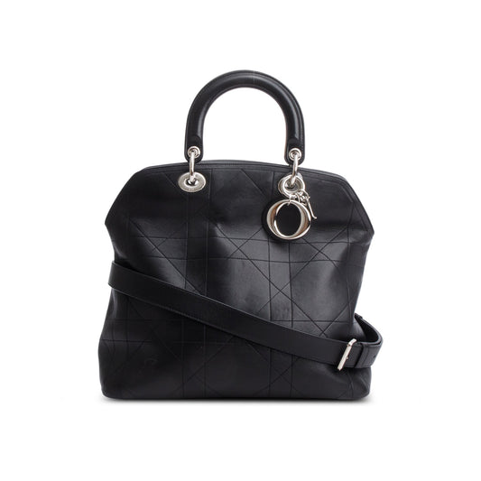 Christian Dior Black Lambskin Cannage Granville Medium Tote Rovelle Bags