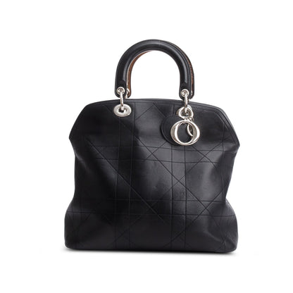 Christian Dior Black Lambskin Cannage Granville Medium Tote Rovelle Bags