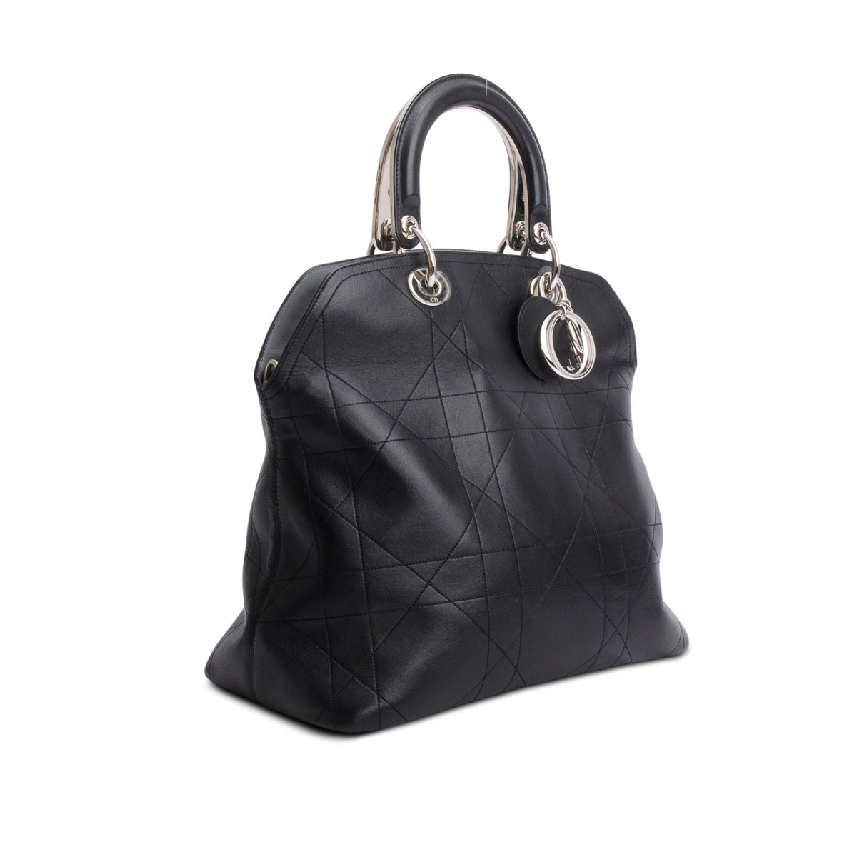 Christian Dior Black Lambskin Cannage Granville Medium Tote Rovelle Bags