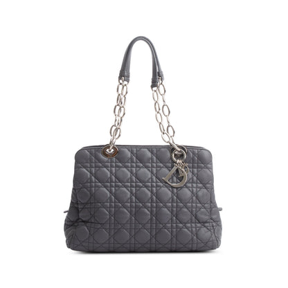 Christian Dior Grey Lambskin Cannage Small Dior Soft Zipped Shopping Tote Rovelle Bags
