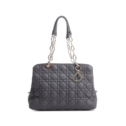 Christian Dior Grey Lambskin Cannage Small Dior Soft Zipped Shopping Tote Rovelle Bags