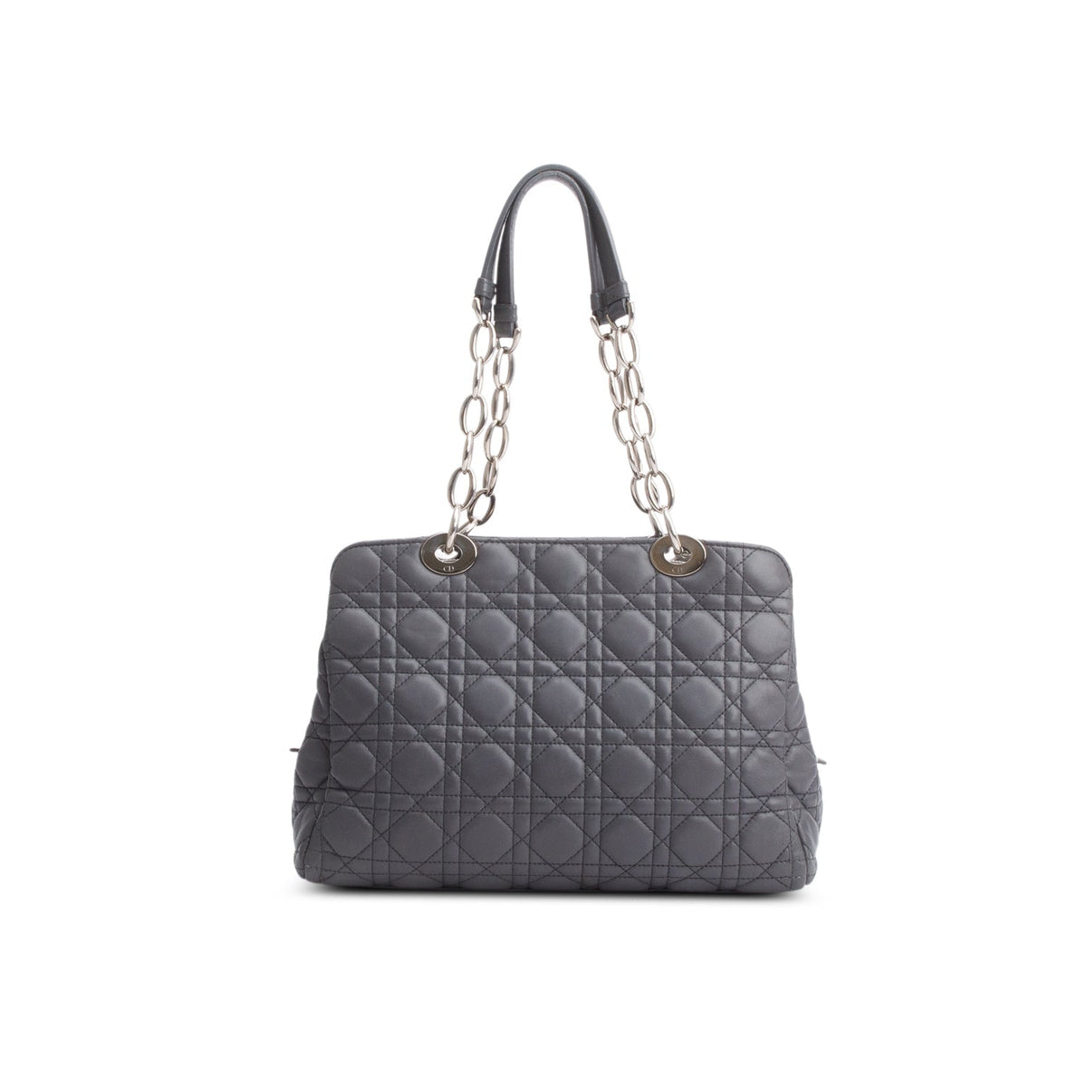 Christian Dior Grey Lambskin Cannage Small Dior Soft Zipped Shopping Tote Rovelle Bags