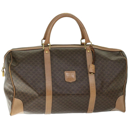 Luxury CELINE Macadam Canvas Boston Bag PVC Brown 66822