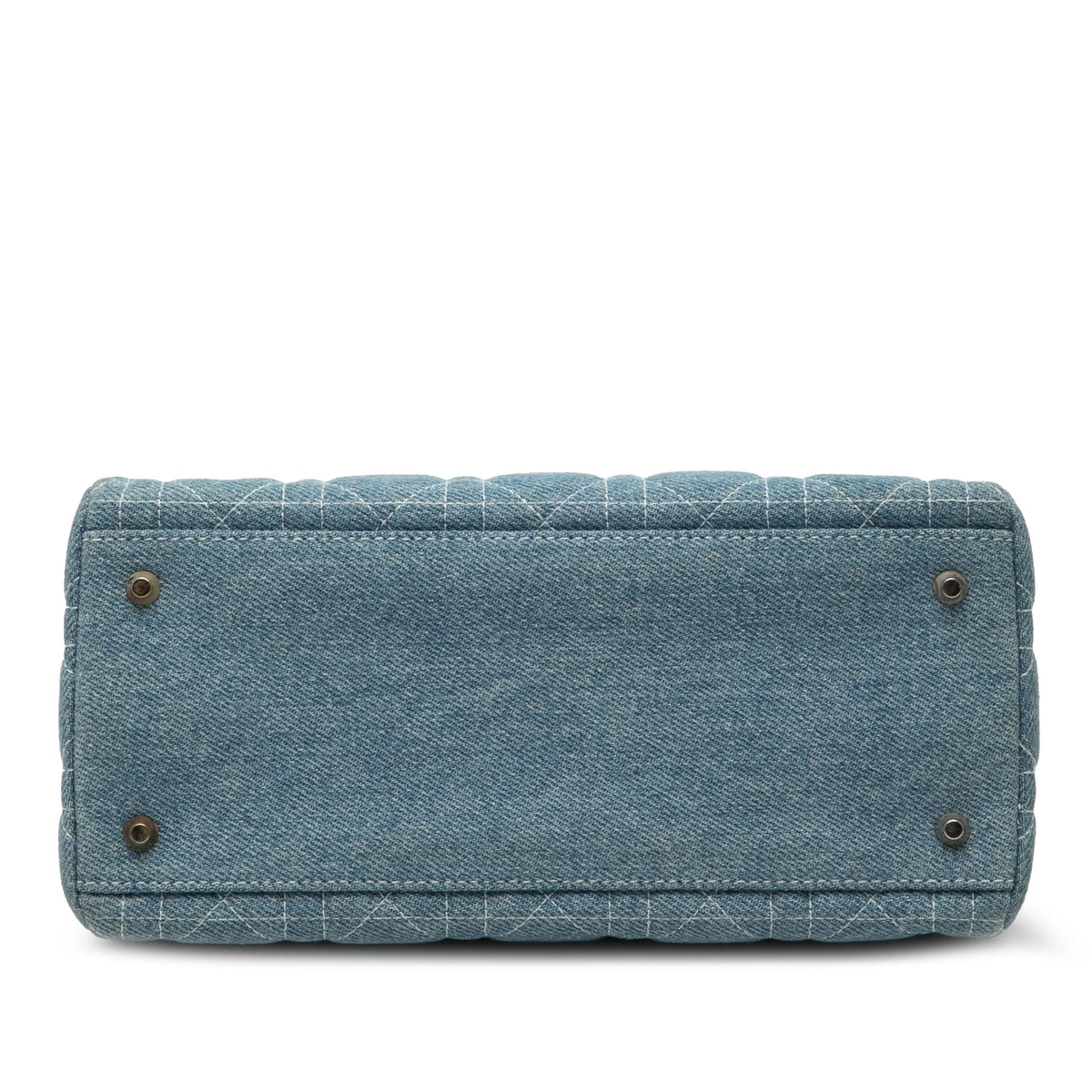 Blue Dior Medium Denim Cannage Acrylic Handles Lady Dior Satchel Rovelle Bags
