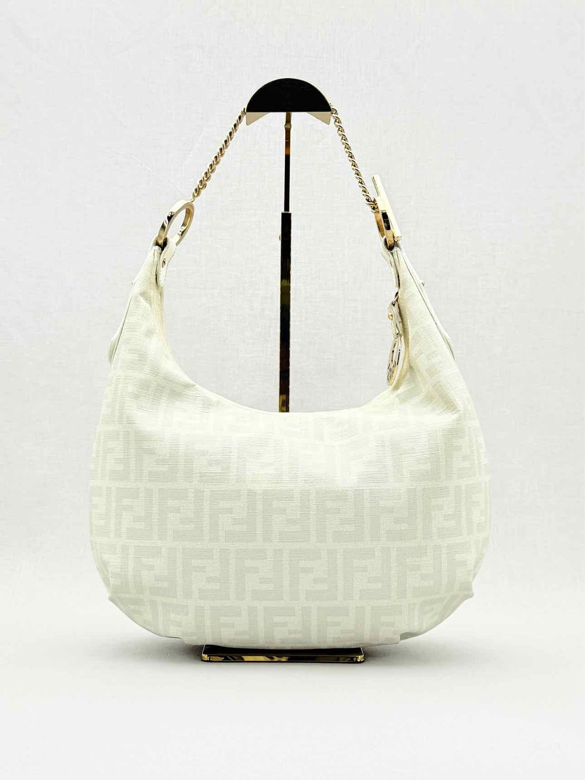 FENDI Chef Chain White & Grey Zucca Hobo bag Rovelle Bags