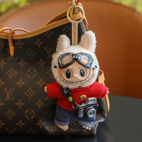 (Baby + clothes) Sitting party baby clothes plush vinyl face doll bag pendant girl gift