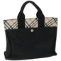 Luxury BurberrySs Nova Check Hand Bag Canvas Beige Black Auth 67106