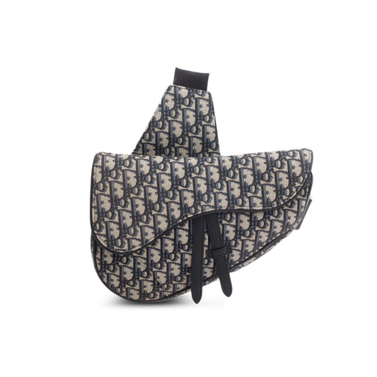 Christian Dior 2022 Navy Oblique Canvas Jacquard Saddle Bag Rovelle Bags