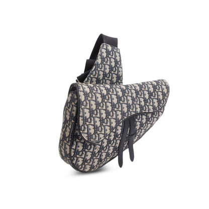 Christian Dior 2022 Navy Oblique Canvas Jacquard Saddle Bag Rovelle Bags