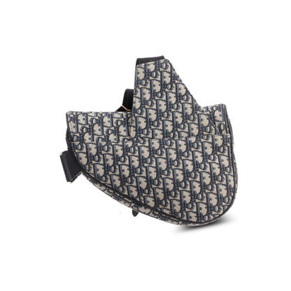 Christian Dior 2022 Navy Oblique Canvas Jacquard Saddle Bag Rovelle Bags