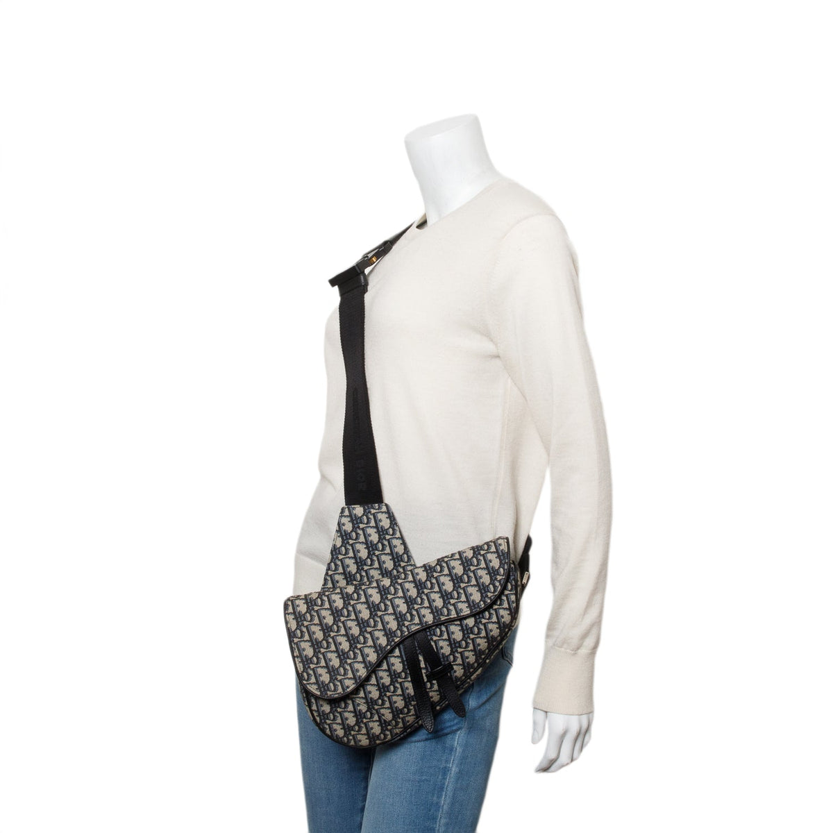 Christian Dior 2022 Navy Oblique Canvas Jacquard Saddle Bag Rovelle Bags