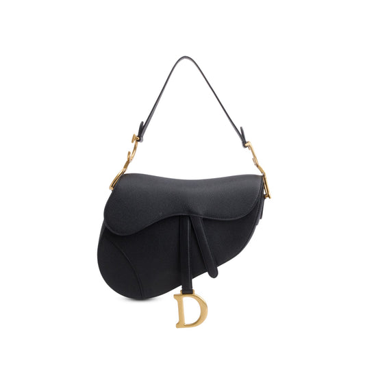 Christian Dior 2022 Black Grained Calfskin Saddle Bag Rovelle Bags