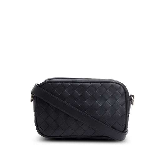 Bottega Veneta Black Nappa Leather Intrecciato Mini Camera Bag