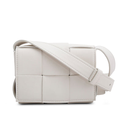 Bottega Veneta White Maxi Intrecciato Leather Extra Mini Cassette Flap Bag