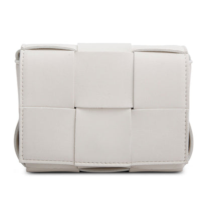 Bottega Veneta White Maxi Intrecciato Leather Extra Mini Cassette Flap Bag