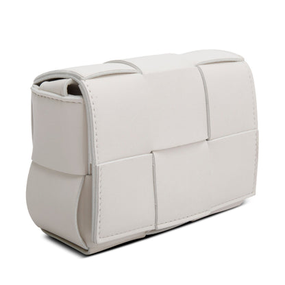 Bottega Veneta White Maxi Intrecciato Leather Extra Mini Cassette Flap Bag