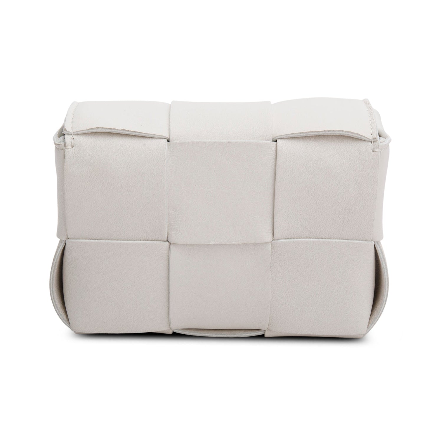 Bottega Veneta White Maxi Intrecciato Leather Extra Mini Cassette Flap Bag