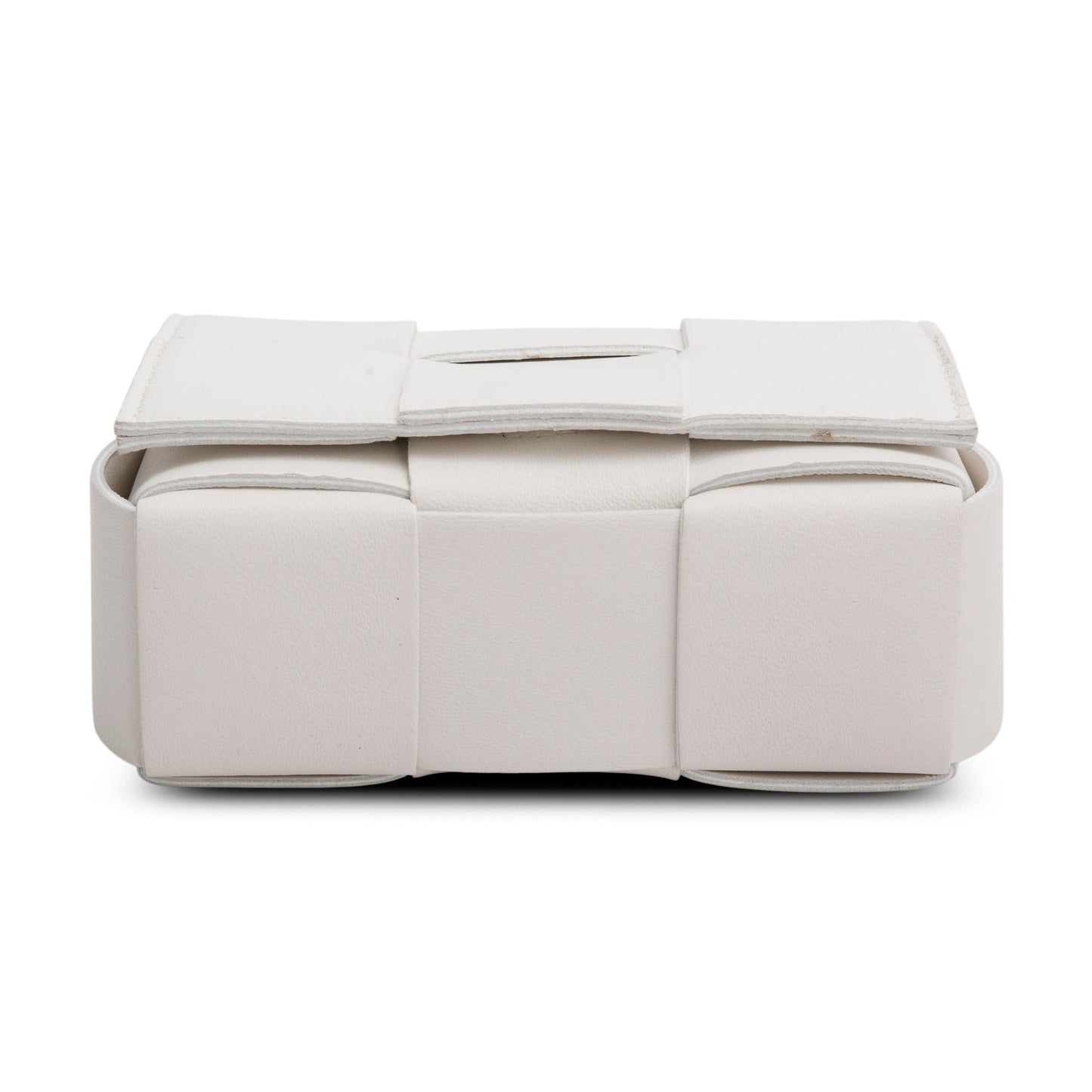 Bottega Veneta White Maxi Intrecciato Leather Extra Mini Cassette Flap Bag