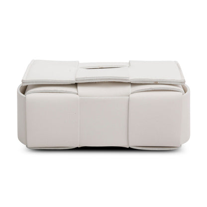 Bottega Veneta White Maxi Intrecciato Leather Extra Mini Cassette Flap Bag