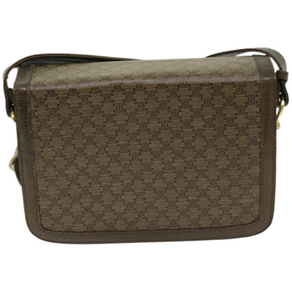 Luxury CELINE Macadam Canvas Shoulder Bag Brown 67180