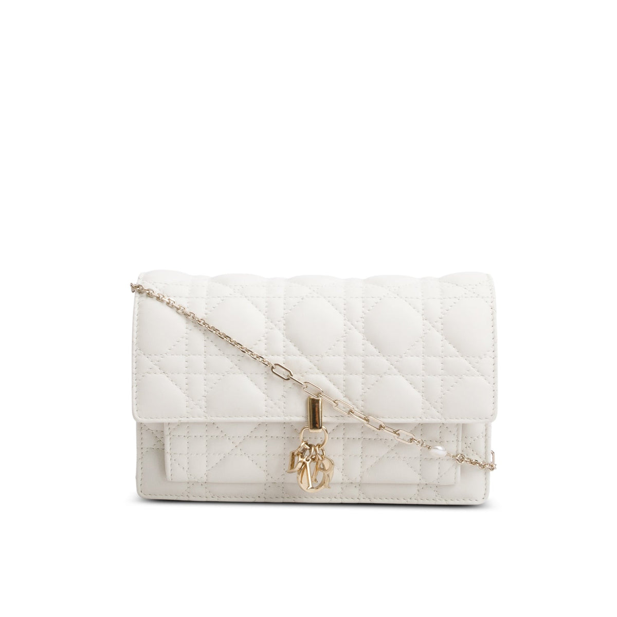 Christian Dior 2022 White Lambskin Cannage My Dior Daily Chain Pouch Rovelle Bags