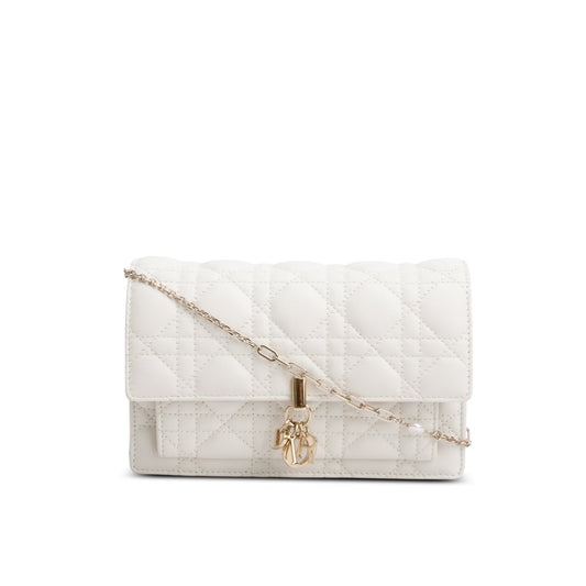 Christian Dior 2022 White Lambskin Cannage My Dior Daily Chain Pouch Rovelle Bags