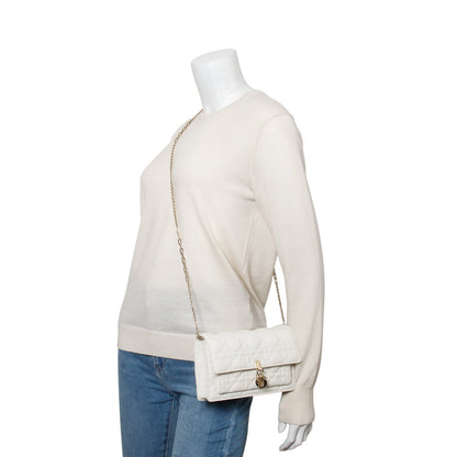 Christian Dior 2022 White Lambskin Cannage My Dior Daily Chain Pouch Rovelle Bags