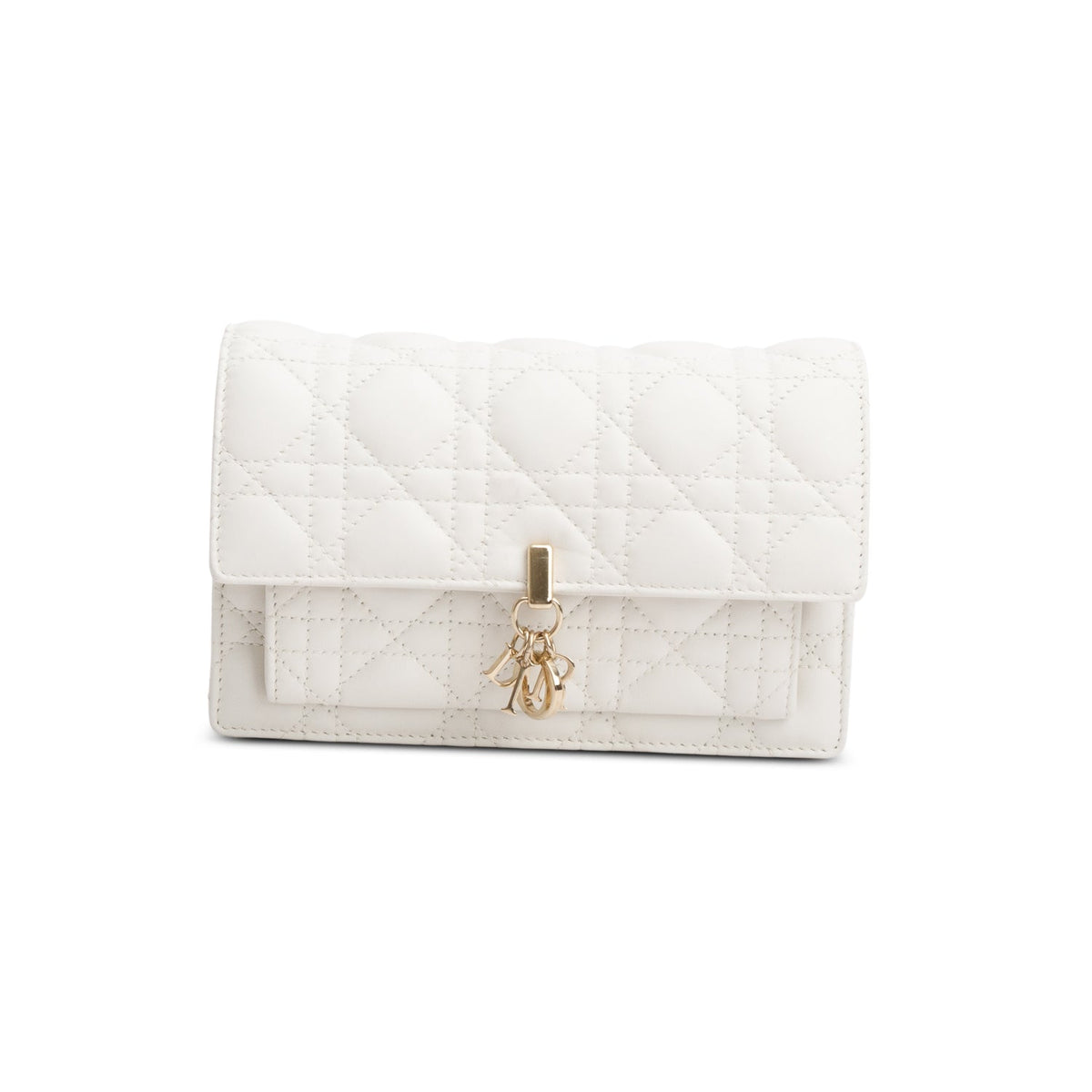 Christian Dior 2022 White Lambskin Cannage My Dior Daily Chain Pouch Rovelle Bags