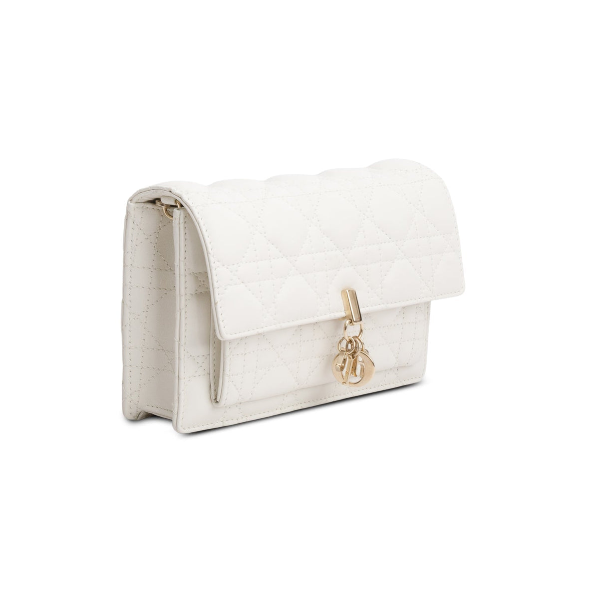 Christian Dior 2022 White Lambskin Cannage My Dior Daily Chain Pouch Rovelle Bags