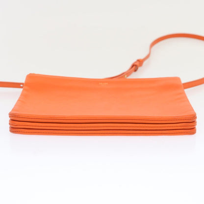 Luxury CELINE Trio Small Shoulder Bag Leather Orange 67320