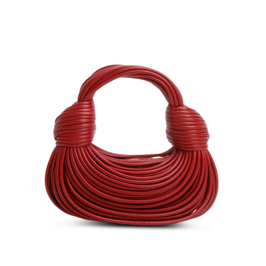 Bottega Veneta Red Nappa Mini Tubular Double Knot Bag