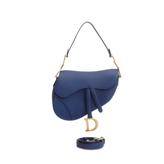 Christian Dior 2022 Blue Grained Calfskin Saddle Bag Rovelle Bags