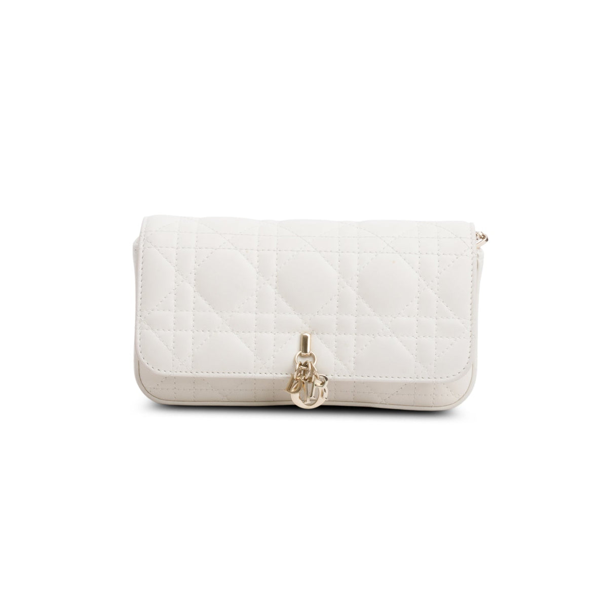 Christian Dior 2024 White Lambskin Cannage My Dior Daily Chain Pouch Rovelle Bags