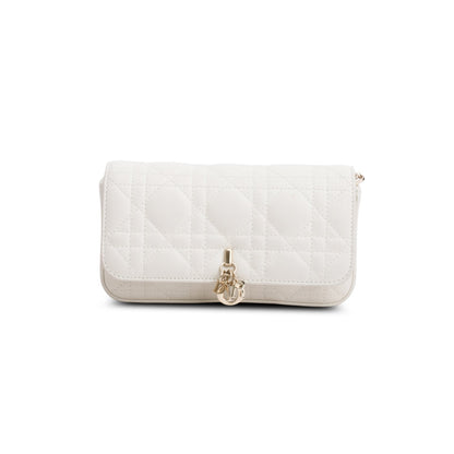 Christian Dior 2024 White Lambskin Cannage My Dior Daily Chain Pouch Rovelle Bags