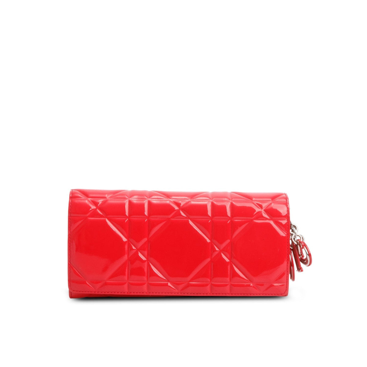 Christian Dior Red Patent Cannage Leather Lady Dior Rendezvous Wallet on Chain Rovelle Bags