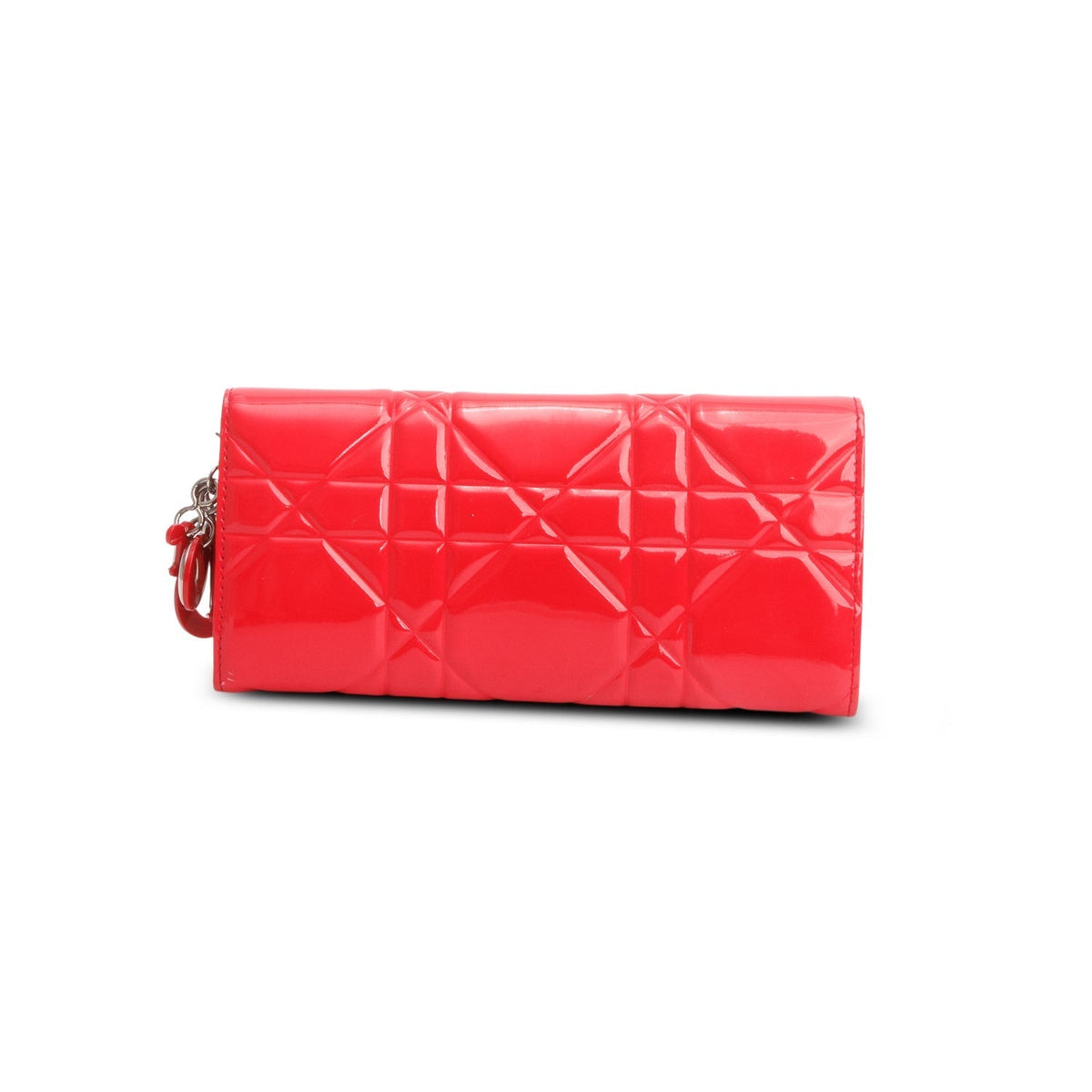Christian Dior Red Patent Cannage Leather Lady Dior Rendezvous Wallet on Chain Rovelle Bags