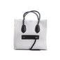 Celine White Cotton Canvas Striped Medium Phantom Luggage Tote